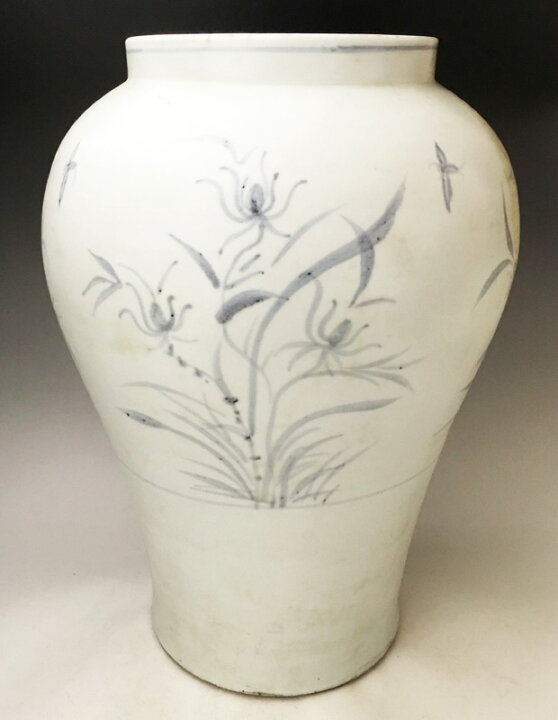 楽天市場】李朝 青花草花文壺 全高38cm 韓国 朝鮮 陶磁器 希少 花生 