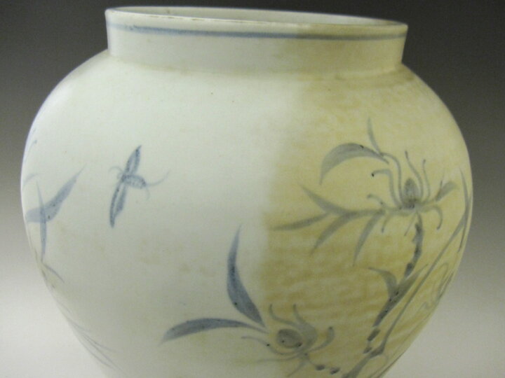 楽天市場】李朝 青花草花文壺 全高38cm 韓国 朝鮮 陶磁器 希少 花生 
