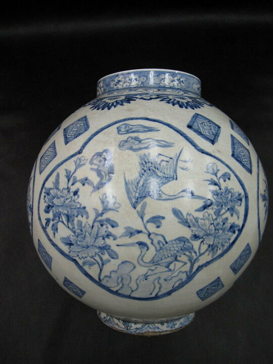 楽天市場】李朝 青花窓絵牡丹鶴文壺 高さ約33cm 韓国 朝鮮 陶磁器 希少 