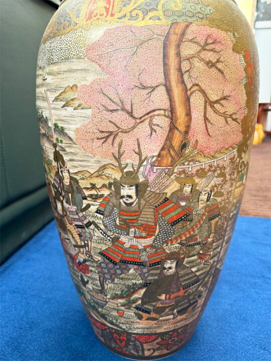 楽天市場】薩摩焼 金彩色絵 武者図 飾り壺 高さ約73cm 彩金 美術品 侍 