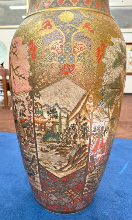 楽天市場】薩摩焼 金彩色絵 武者図 飾り壺 高さ約73cm 彩金 美術品 侍 