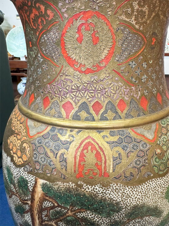 楽天市場】薩摩焼 金彩色絵 武者図 飾り壺 高さ約73cm 彩金 美術品 侍 