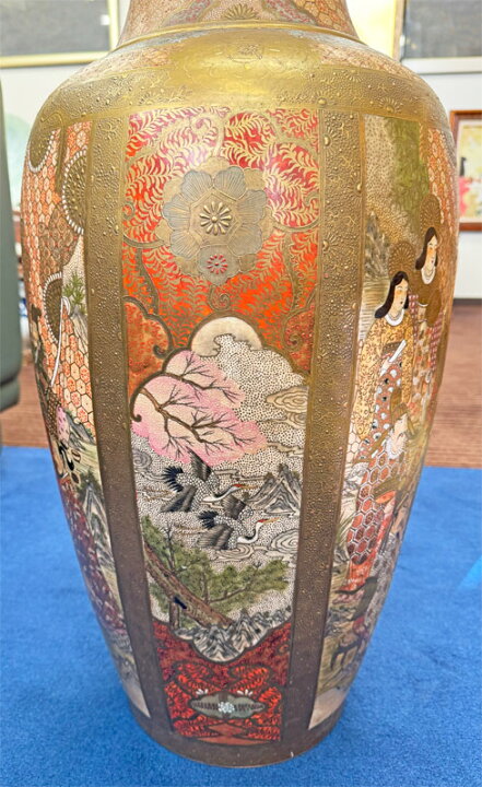 楽天市場】薩摩焼 金彩色絵 人物図飾り壺 高さ約72cm 工芸品 金襴手 彩 