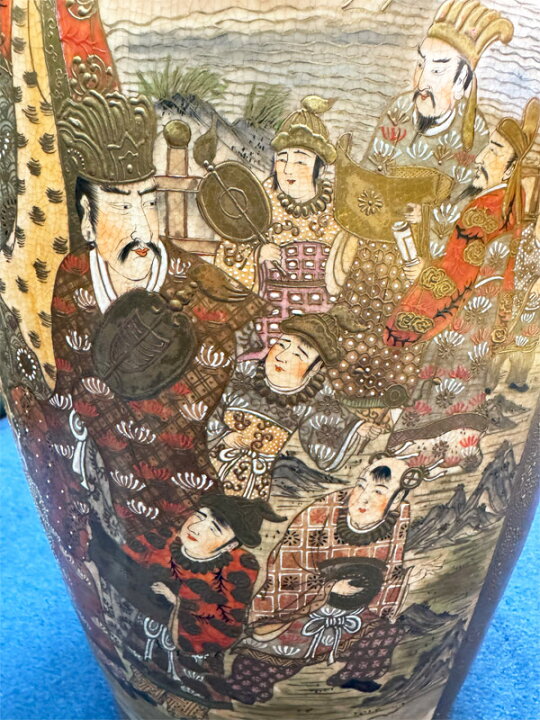 楽天市場】薩摩焼 金彩色絵 人物図飾り壺 高さ約72cm 工芸品 金襴手 彩 