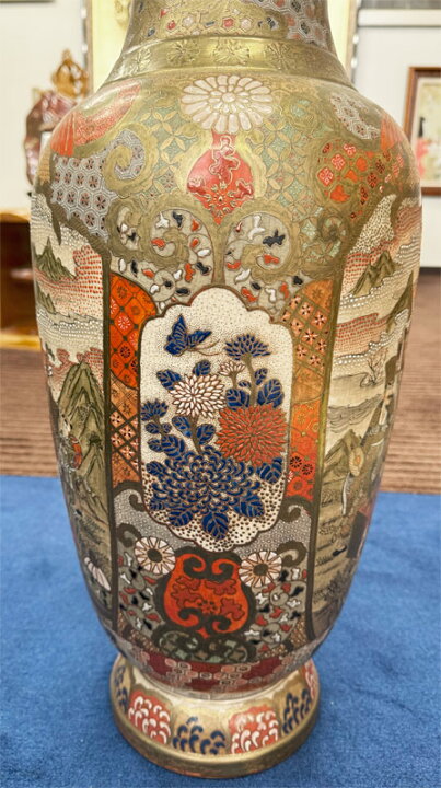 楽天市場】薩摩焼 金彩色絵 人物図 飾り壺 美術品 金襴手 高さ約62cm 