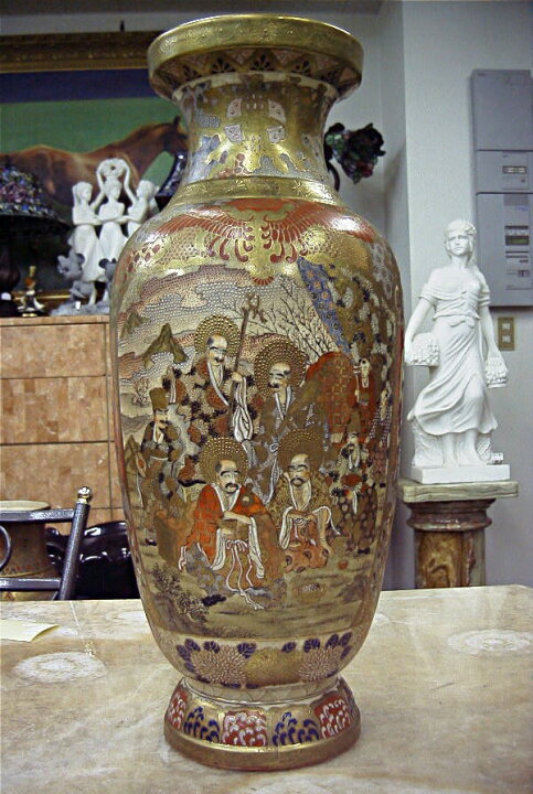 楽天市場】薩摩焼 金彩色絵 人物図 飾り壺 美術品 金襴手 高さ約62cm 