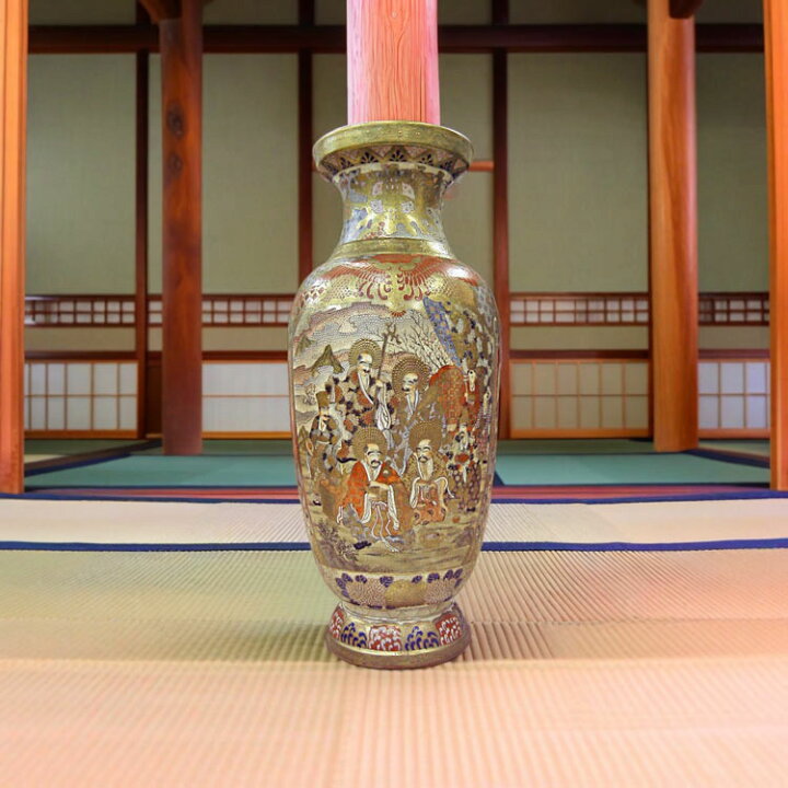 楽天市場】薩摩焼 金彩色絵 人物図 飾り壺 美術品 金襴手 高さ約62cm 