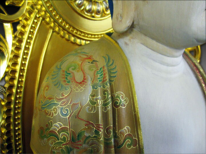 楽天市場】木彫り彫刻 仏像 十一面観音菩薩 立像 （截金彩色 光背金箔 