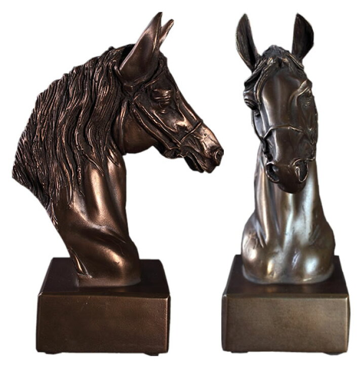 楽天市場】馬の頭部・台付き（ブロンズ仕上げ） Horse Head on Base 