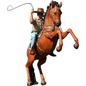暴れる馬にまたがるカウボーイ Stockman on Stallion ウマ 動物 像 実物大 リアル 人物 置物 うま ガーデニング オーナメント 大きい フィギュア 庭 屋外 動物園 店舗 インテリア 室内 カフェ 喫茶