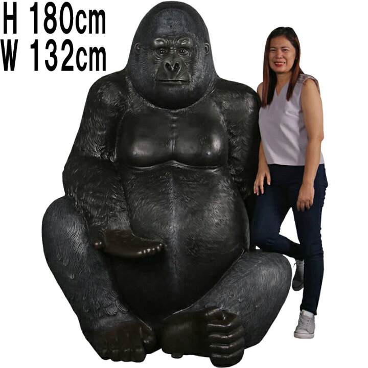 楽天市場】シルバーブラックゴリラ 高さ180cm 動物 ゴリラ シルバー 