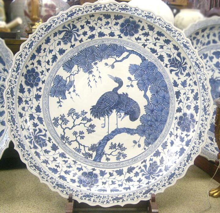 楽天市場】景徳鎮 青花 鳳凰文盤 特大皿 3.5尺 直径約1m13cm 中国美術  