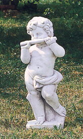 石像 イタリア製 子供像 (ガーデン オーナメント) 子供の楽団 (小) フルート