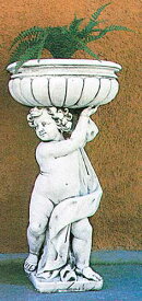 イタリア製子供像（ガーデン オーナメント）　花鉢と少年（右）　PapiniAgostino　Art.306 石像