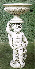 イタリア製子供像（ガーデン オーナメント）　花鉢と少年（タオル）　PapiniAgostino　Art.311 石像