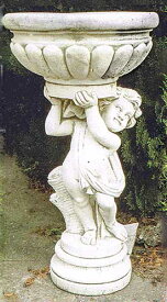 イタリア製子供像（ガーデン オーナメント）　花鉢を担ぐ少年（左）　PapiniAgostino　Art.341 石像
