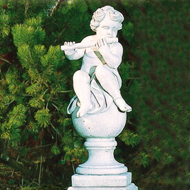 【イタリア製　石像】子供の楽団（大）フルート DECORGARDEN PU2021 デコールガーデン ガーデンオーナメント オブジェ