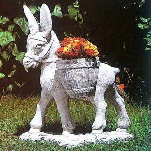 イタリア製動物像（ガーデン オーナメント） ロバと花かご ITALGARDEN TE0382 置物 オブジェ 花鉢 イタルガーデン社