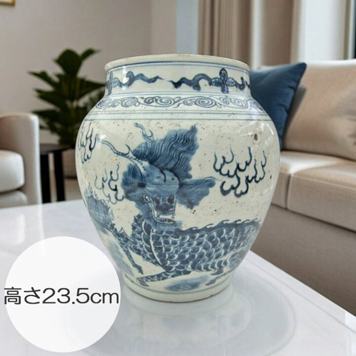 楽天市場】景徳鎮 染付麒麟文壺 高さ約23.5cm 中国美術 陶磁器 希少 