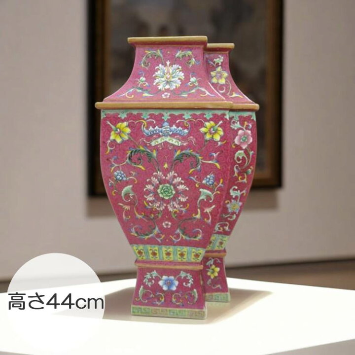 楽天市場】景徳鎮 粉彩花文変り角花瓶 全高44cm 中国 希少 大きい 高級 