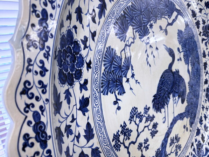 楽天市場】景徳鎮 青花 鳳凰文盤 特大皿 3.5尺 直径約1m13cm 中国美術 