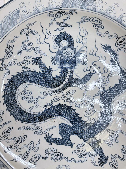 楽天市場】景徳鎮 青花 龍文盤 特大皿 直径約1m3cm 中国美術 染付 大皿 
