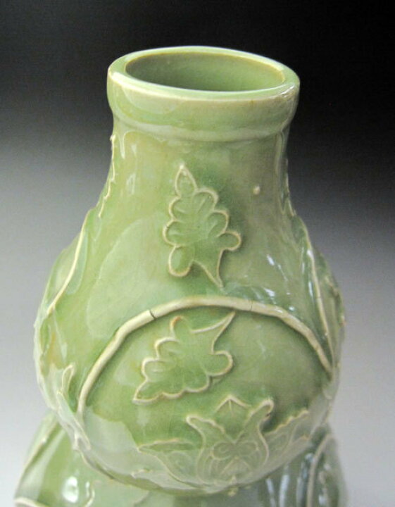 楽天市場】竜泉窯 天竜寺青磁瓢箪型牡丹文瓶 高さ約31cm 壺 希少 花生 