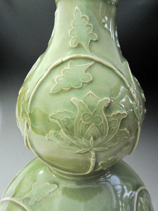 楽天市場】竜泉窯 天竜寺青磁瓢箪型牡丹文瓶 高さ約31cm 壺 希少 花生 
