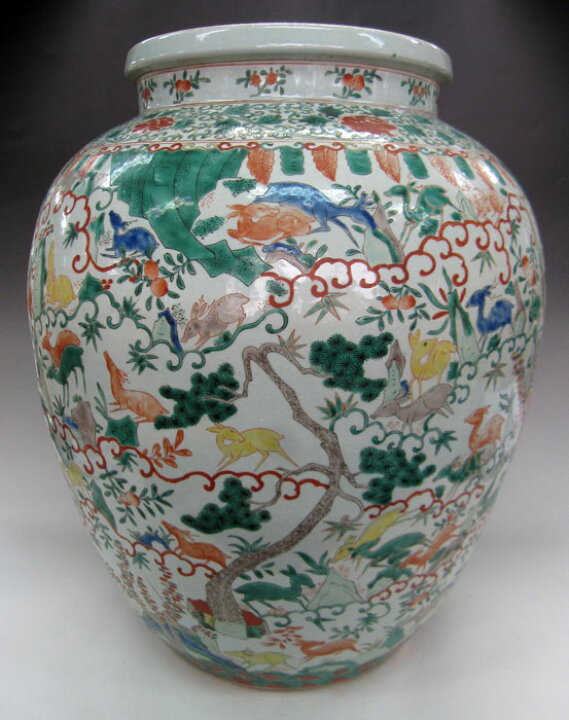 楽天市場】景徳鎮 嘉靖赤絵五彩動物文壺 高さ約46.5cm 中国 陶磁器 