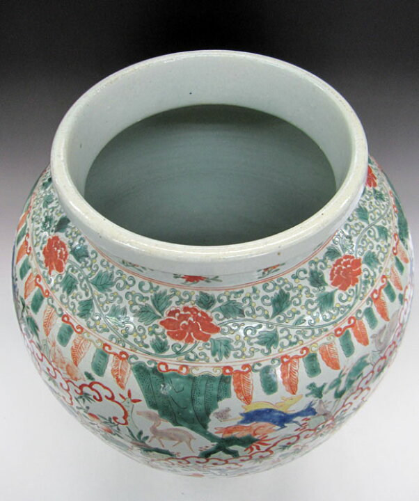 楽天市場】景徳鎮 嘉靖赤絵五彩動物文壺 高さ約46.5cm 中国 陶磁器 