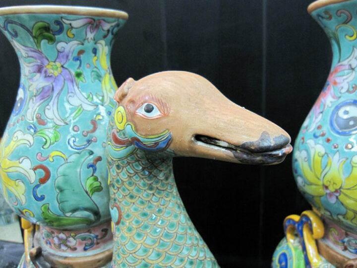 楽天市場】景徳鎮 十錦 動物飾り壺（1対） 高さ約35.5cm 中国 陶磁器 