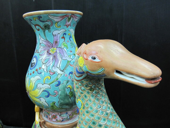 楽天市場】景徳鎮 十錦 動物飾り壺（1対） 高さ約35.5cm 中国 陶磁器 