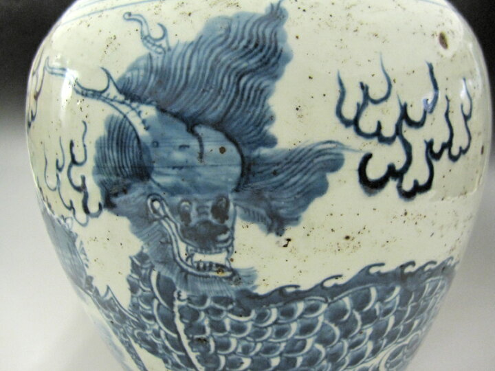 楽天市場】景徳鎮 染付麒麟文壺 高さ約23.5cm 中国美術 陶磁器 希少 