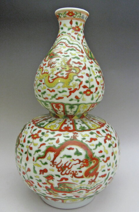 楽天市場】景徳鎮 嘉靖赤絵龍鳳凰文シノギ花生 (約42cm) 中国 希少
