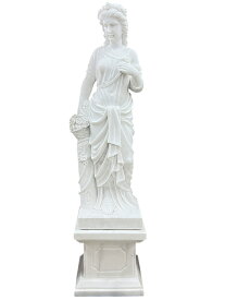 天然大理石彫刻 季節の乙女（春） 全高約1m60cm 乙女像 ヴィーナス像 女性像 石像 女神 ビーナス像 大理石 彫刻 オブジェ 置物
