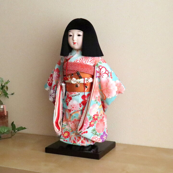 楽天市場 数量増村限定品 元賀章介作 12号 尺二 正絹別染 着尺 桜にくす玉 水色 越前塗台 増村人形オリジナル作品 市松人形 女の子 かわいい 上品 童 国産 雛人形 お雛様 おひなさま お雛さま 人形の増村 楽天市場店