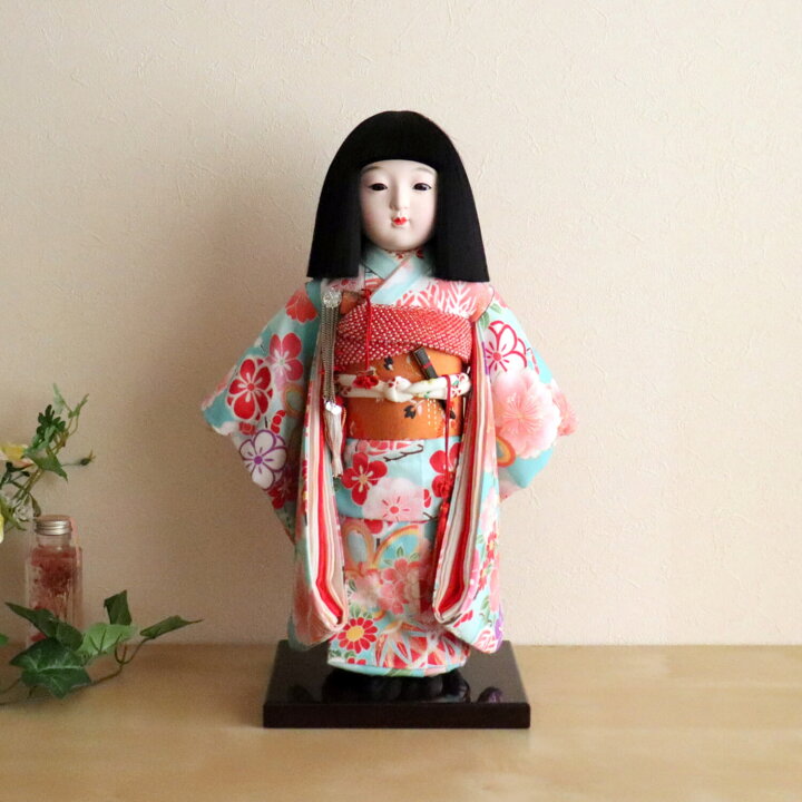 楽天市場 数量増村限定品 元賀章介作 12号 尺二 正絹別染 着尺 桜にくす玉 水色 越前塗台 増村人形オリジナル作品 市松人形 女の子 かわいい 上品 童 国産 雛人形 お雛様 おひなさま お雛さま 人形の増村 楽天市場店