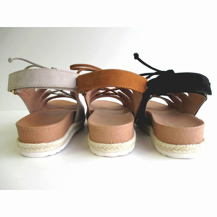 楽天市場 送料無料 イング Ing Ing 1235 レディース レースアップ サンダル バックストラップ ベルクロ フラットヒール 天然皮革 通勤靴 仕事靴 リゾートサンダル ブラックn キャメルn ベージュn マスヤ靴店マーム楽天市場支店