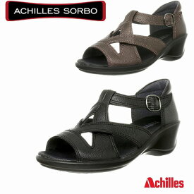 レディースサンダル 送料無料 Achilles アキレス ソルボ ACHILLES　SORBO 100 SRL1000 ブラック ブロンズ コンフォートシューズ ウェッジヒール 本革 通勤靴 仕事靴 トラベル靴