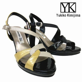 レディース サンダル ユキコ キミジマ ブラック イエロー 送料無料 Yukiko Kimijima 8592 ストーム 大人 仕事靴 通勤靴