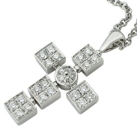 マスヤ質店◆ブルガリ BVLGARI ルチア ラテン クロス ネックレス 750WG 仕上済【中古】