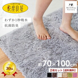 【同色2枚セット】 乾度良好 Dナチュレ バスマット 約70×100cm 吸水 速乾 抗菌 防臭 70×100 業務用 洗える バス マット 浴室マット お風呂マット 大判 大きい ふわふわ 厚手 シンプル おしゃれ 北欧 かわいい 滑り止め 滑らない 乾きやすい プレゼント 玄関マット