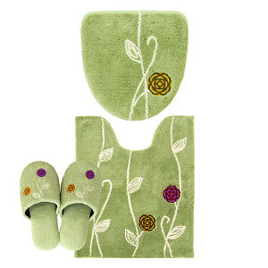 エトフ トイレ3点セット(トイレマット75×63cm+ドレニモフタカバー+洗えるスリッパ)トイレマット セット トイレ マット カバー 北欧 おしゃれ 洗える シンプル ふわふわ ナチュラル ロング ワ