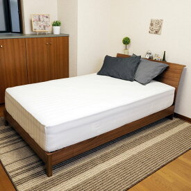 送料無料 ボックスシーツ サテンストライプ ダブル ホワイト 綿100％ なめらかな肌ざわり 全周ゴム付き