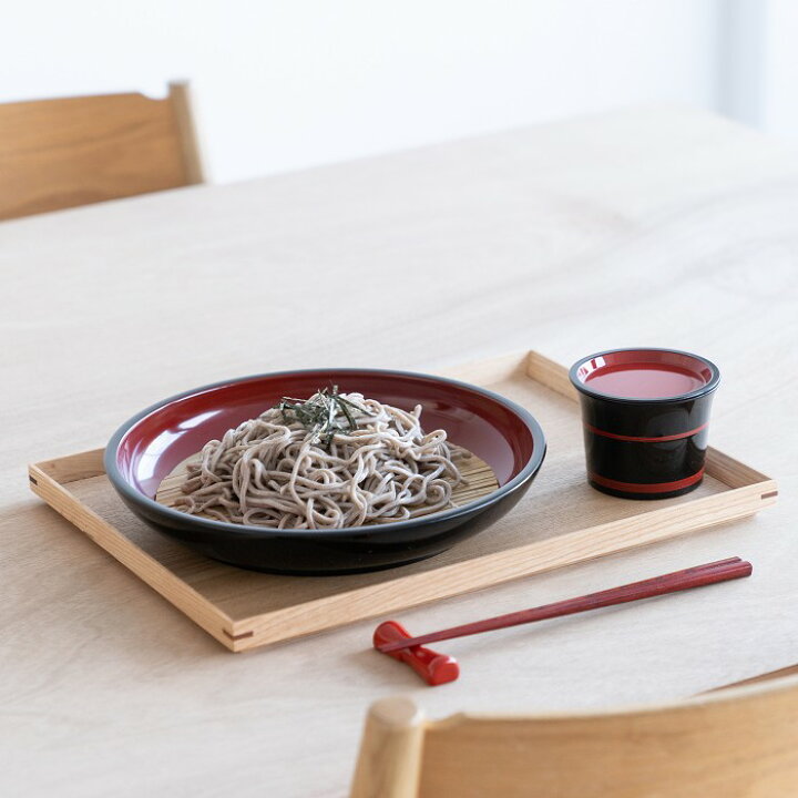 楽天市場】そば皿 多用鉢 黒内朱25cm 【竹ス付き】 山中漆器 山中 