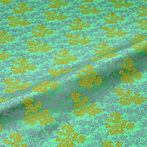 生地 布地 手芸 金襴緞子 正絹 朝顔 緑 西陣織 錦裂 シルク 半巾30cmはぎれ 端切れ 人形 衣装 和布 和風生地 和生地 長さ10cm単位