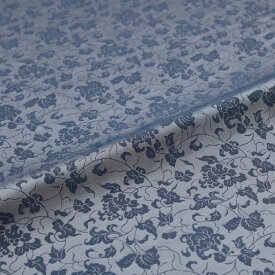 生地 布地 手芸 牡丹唐草 紺 西陣織 緞子 表具地 正絹 シルク化繊混紡 半巾30cm 長さ10cm単位 和柄生地 カバー はぎれ 端切れ カットクロス 和布 和風生地 和生地