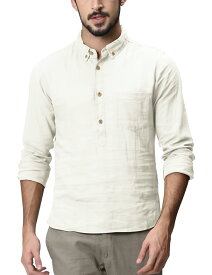 【予約販売商品】シャツ メンズ 大きいサイズ 麻 カジュアルシャツ プルオーバーシャツ メンズ 長袖 トップス 無地 スリム ブラック ライトアプリコットS M L XL 2XL 3XL 4XL 5XL 送料無料 MATCH麻吉