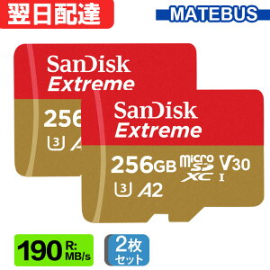 2枚セット マイクロsdカード microSDXC 256GB microSDカード SanDisk サンディスク Extreme UHS-I U3 V30 4K A2対応 Class10 R:190MB/s W:130MB/s Nintendo Switch動作確認済 SDSQXAV-256G-GN6MN 翌日配達 送料無料 海外パッケージ