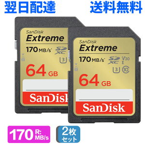 2Zbg SDXCJ[h 64GB SDJ[h TfBXN SanDisk Extreme UHS-I U3 V30 4kΉ class10  R:170MB/s W:80MB/s SDSDXV2-064G-GNCIN COpbP[W zB 